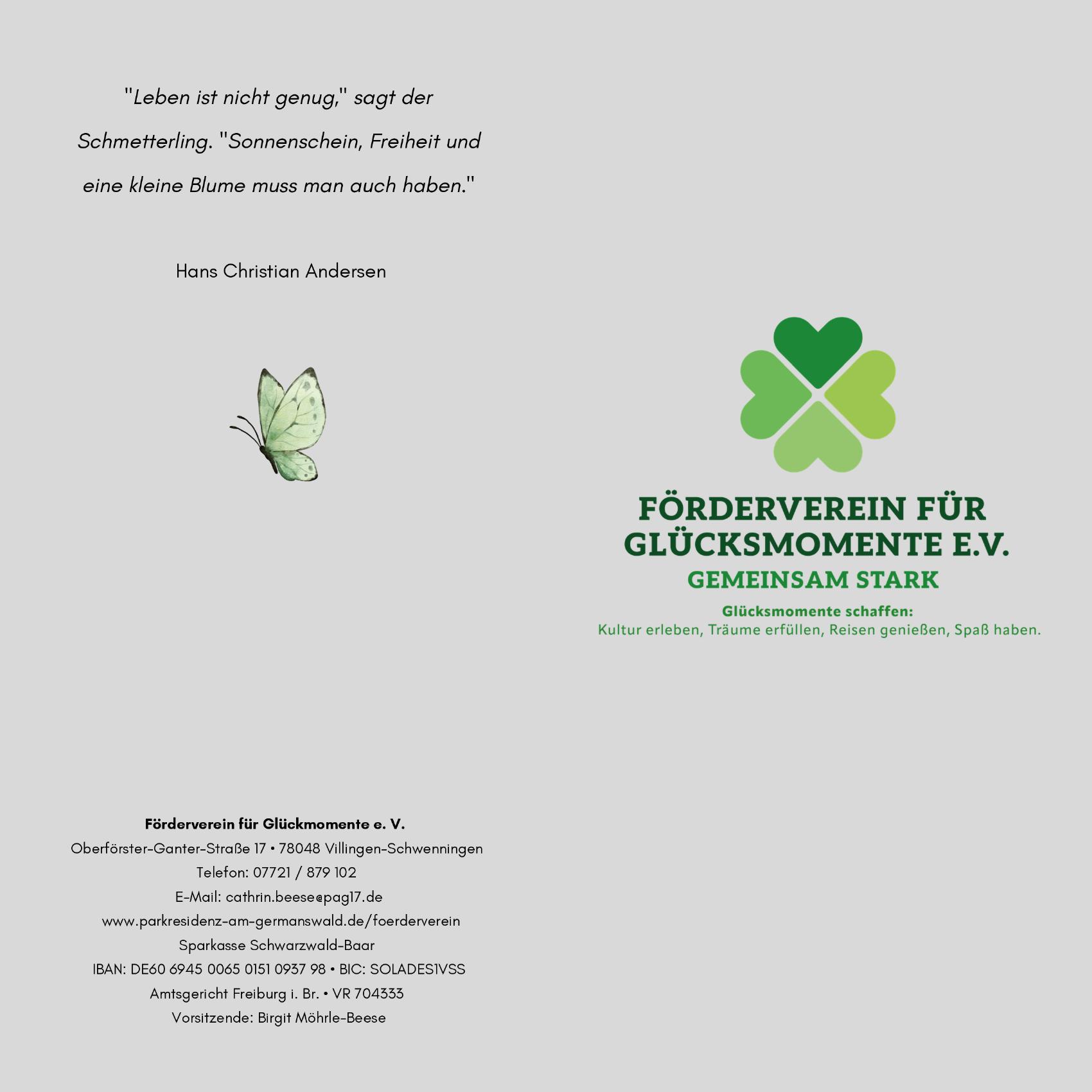 Vorschau: Flyer des Förderverein für Glücksmomente e. V.